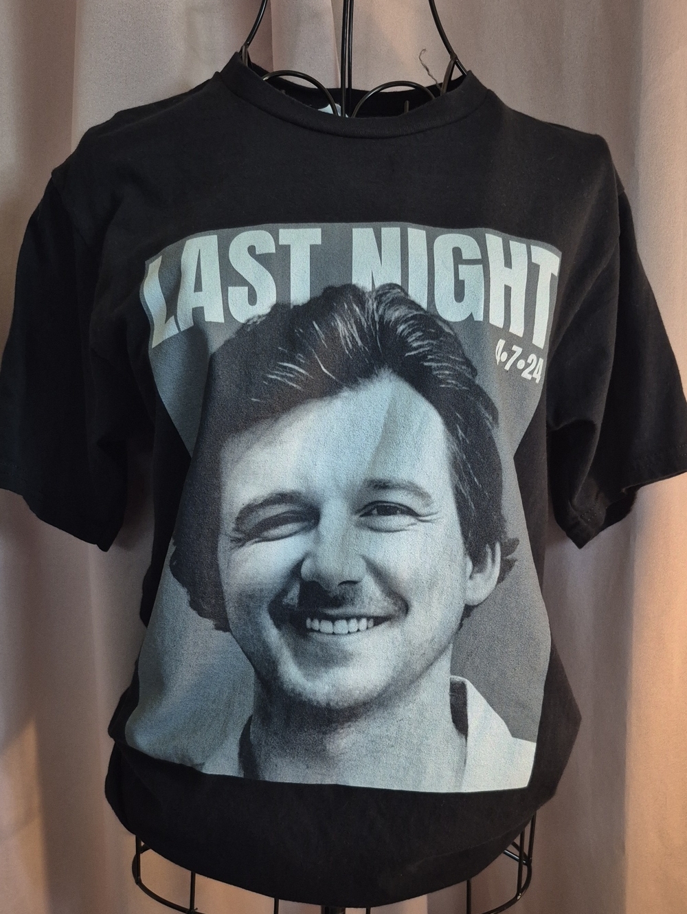 LAST NIGHT Morgan Wallen Graphic Black Cotton Concert T-Shirt